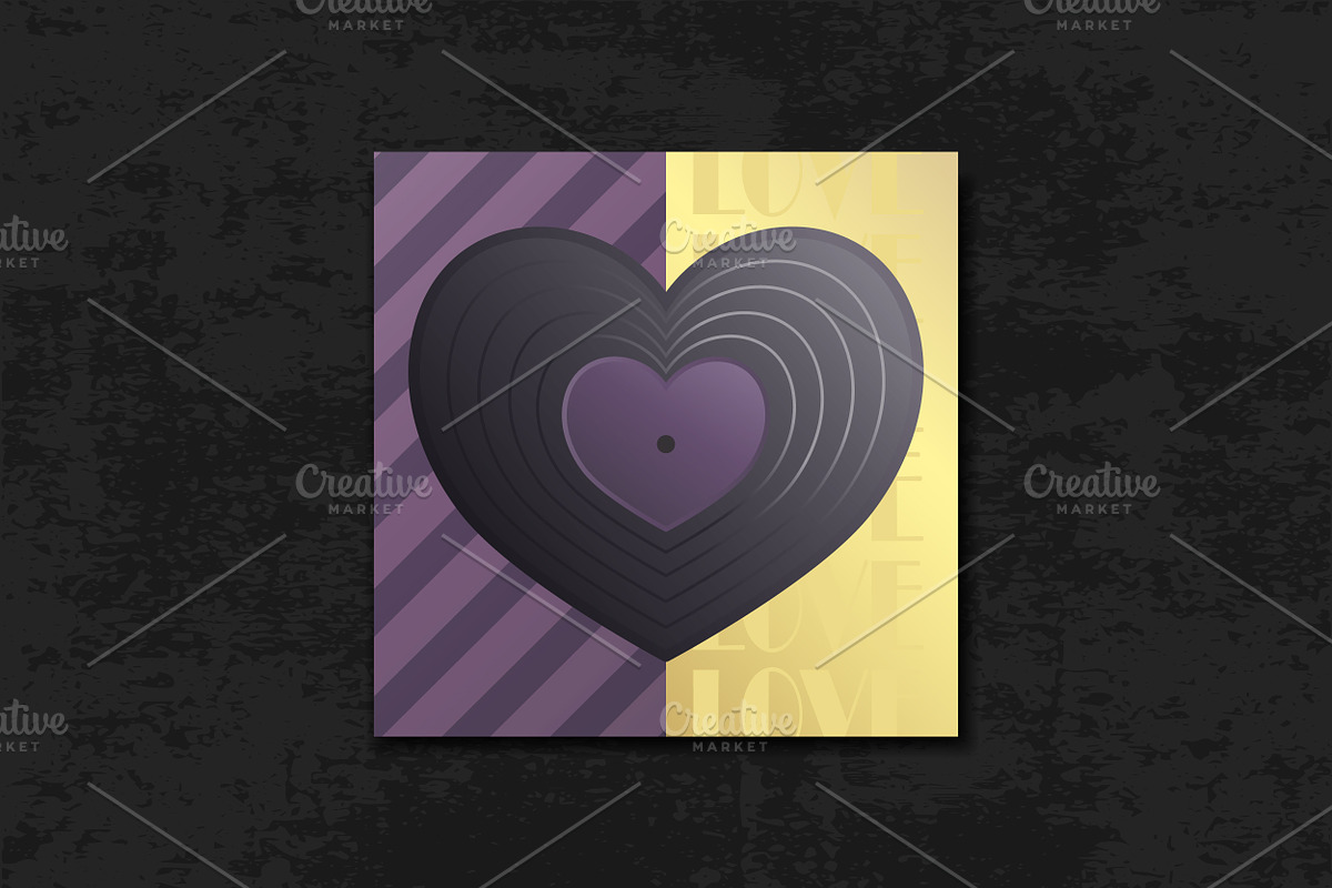 Heart Shaped Vinyl Record Background, a Decorative Illustration by PsychocheArt (Photo 2 of 3)