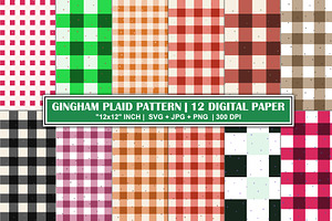 Gingham Plaid Pattern Digital Papers, a Pattern Graphic by Gfx Expert Team