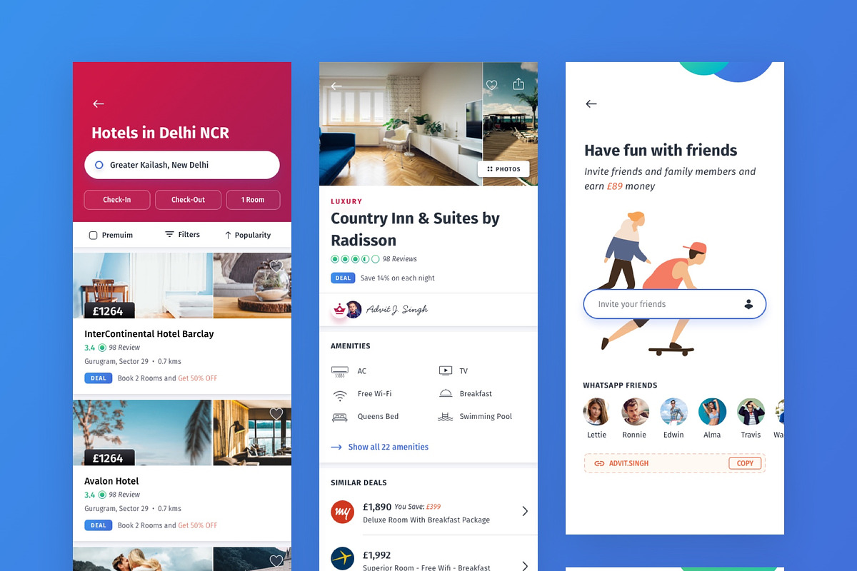 Tripto - Hotel & Food Mobile App, an UI Kit Template by Design Oxy (Photo 2 of 6)