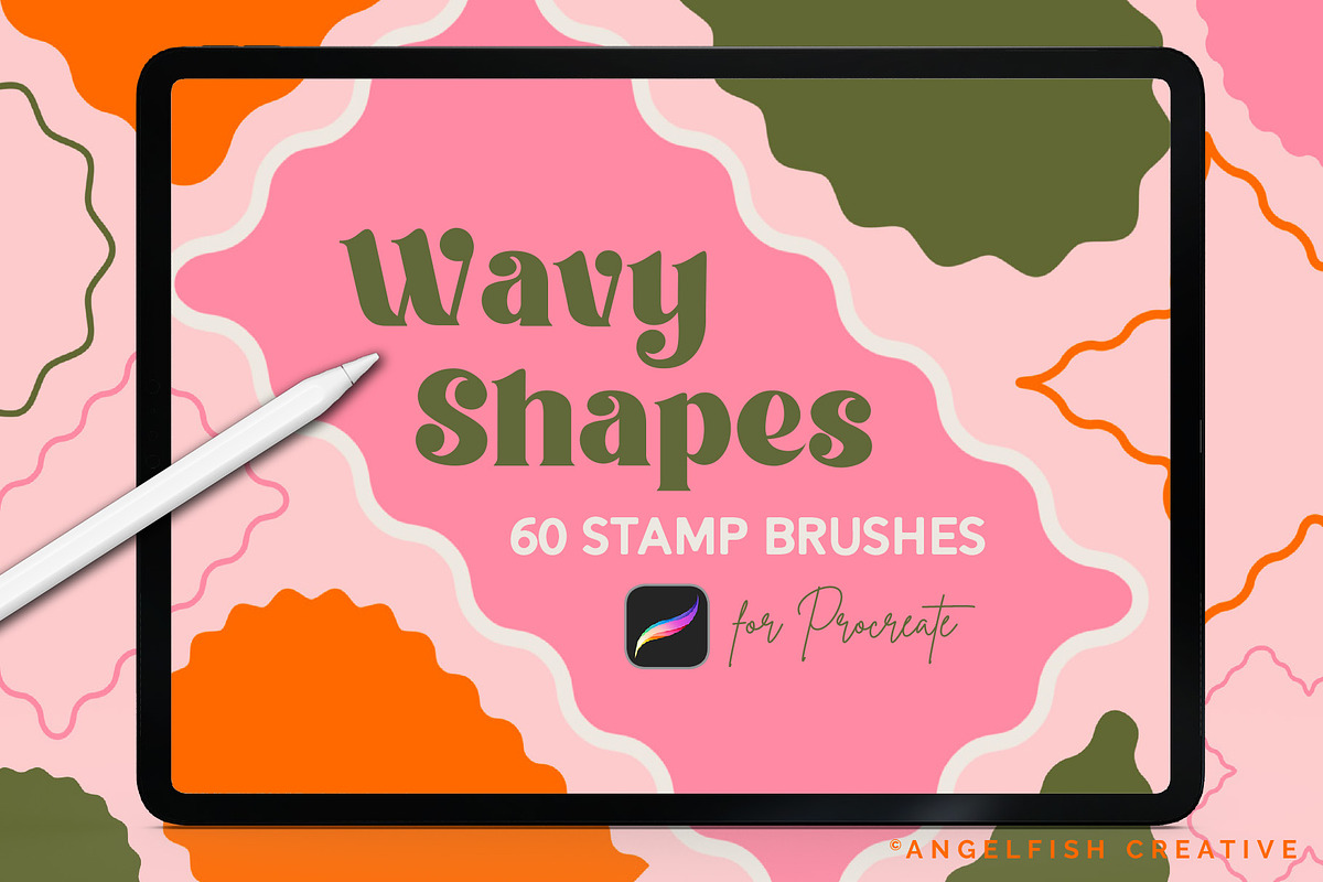 Wavy Shapes Procreate Brush Set, a Brush Add-On by AngelfishCreative (Photo 1 of 6)