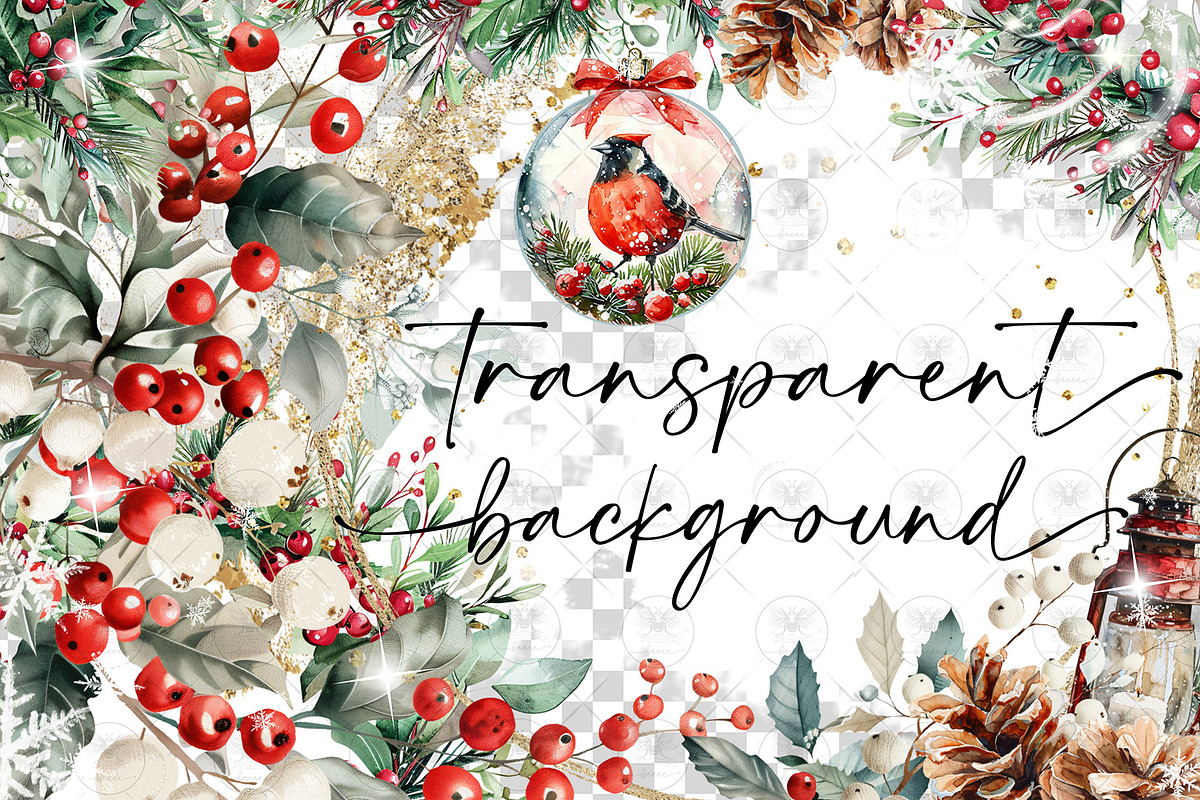 Winter Christmas  Watercolor Clipart, an Illustration by BigCakeBee (Photo 2 of 4)