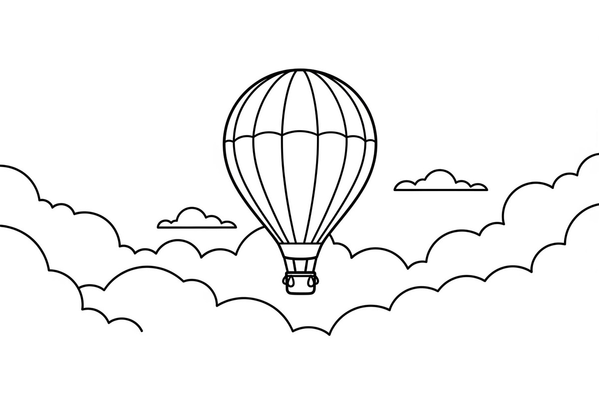 Hot Air Balloon Cloud Line Art bundl, an Illustration by Designer_Momina (Photo 2 of 51)