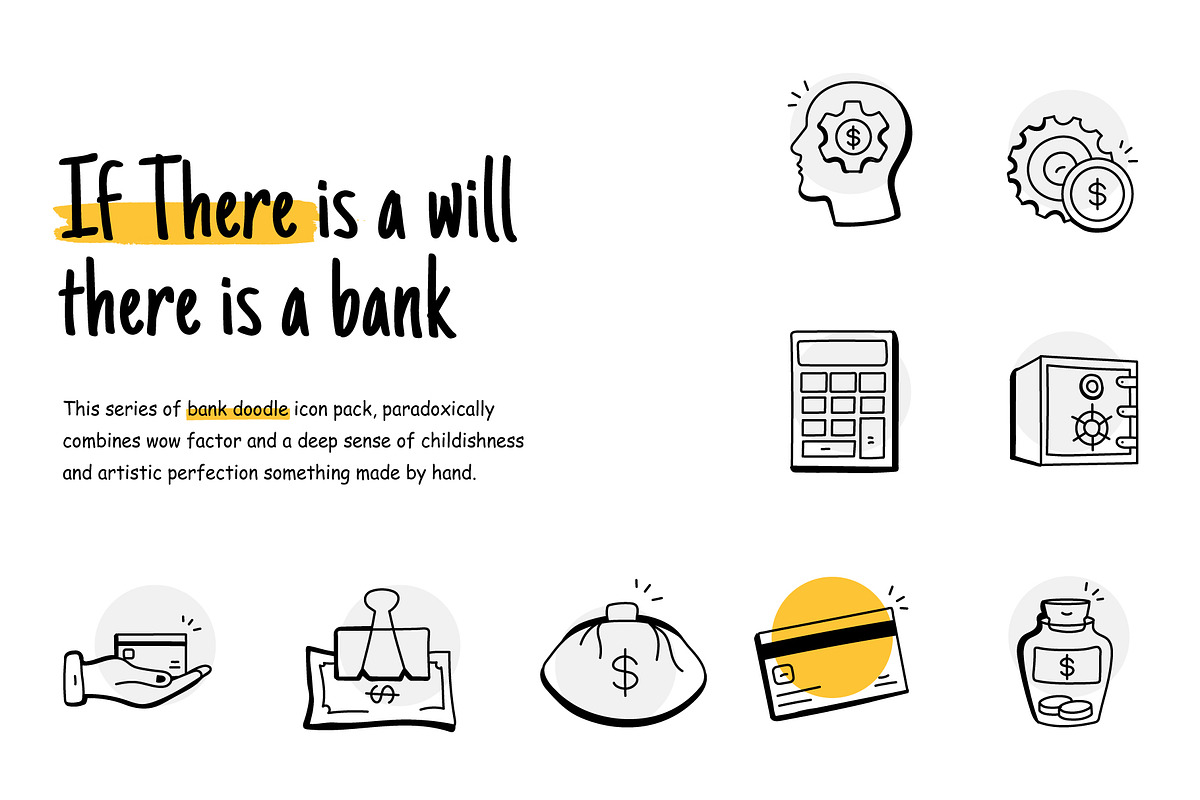 Hand Drawn Bank Icons, an Outline Icon by Brickclay (Photo 3 of 8)