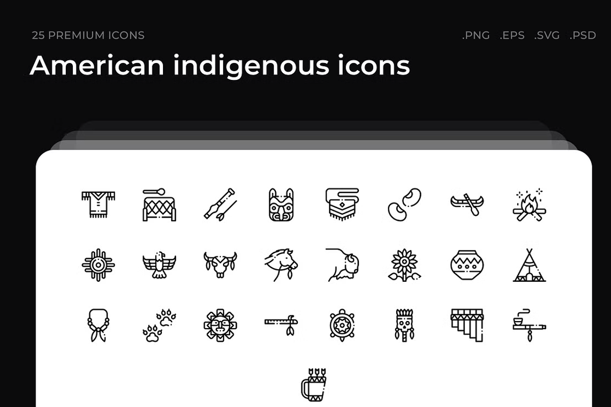American indigenous icons, an Outline Icon by Wencory