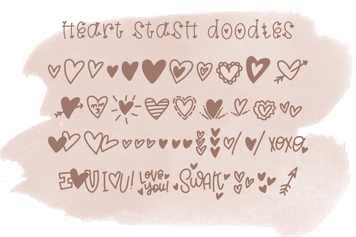 Heart Stash Font with Heart Doodles!, a Symbol Font by Affinity Grove (Photo 5 of 8)