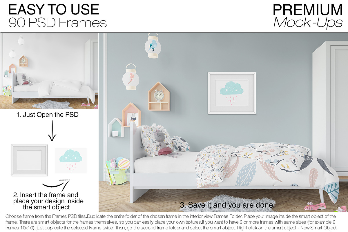 Nursery Bedding, Frame & Wall Mockup, a Household Mockup by mock-ups (Photo 6 of 23)