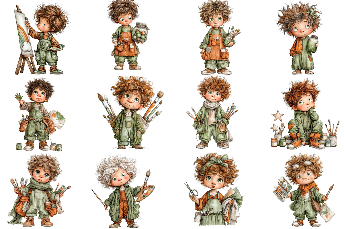 Whimsical Christmas Boy Clipart, an Illustration by CraftArtStudio (Photo 3 of 6)