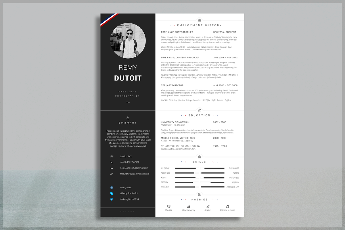 Portfolio Resume / Photographer CV, a Resume Template by introDuice - CV / Resumes (Photo 1 of 6)