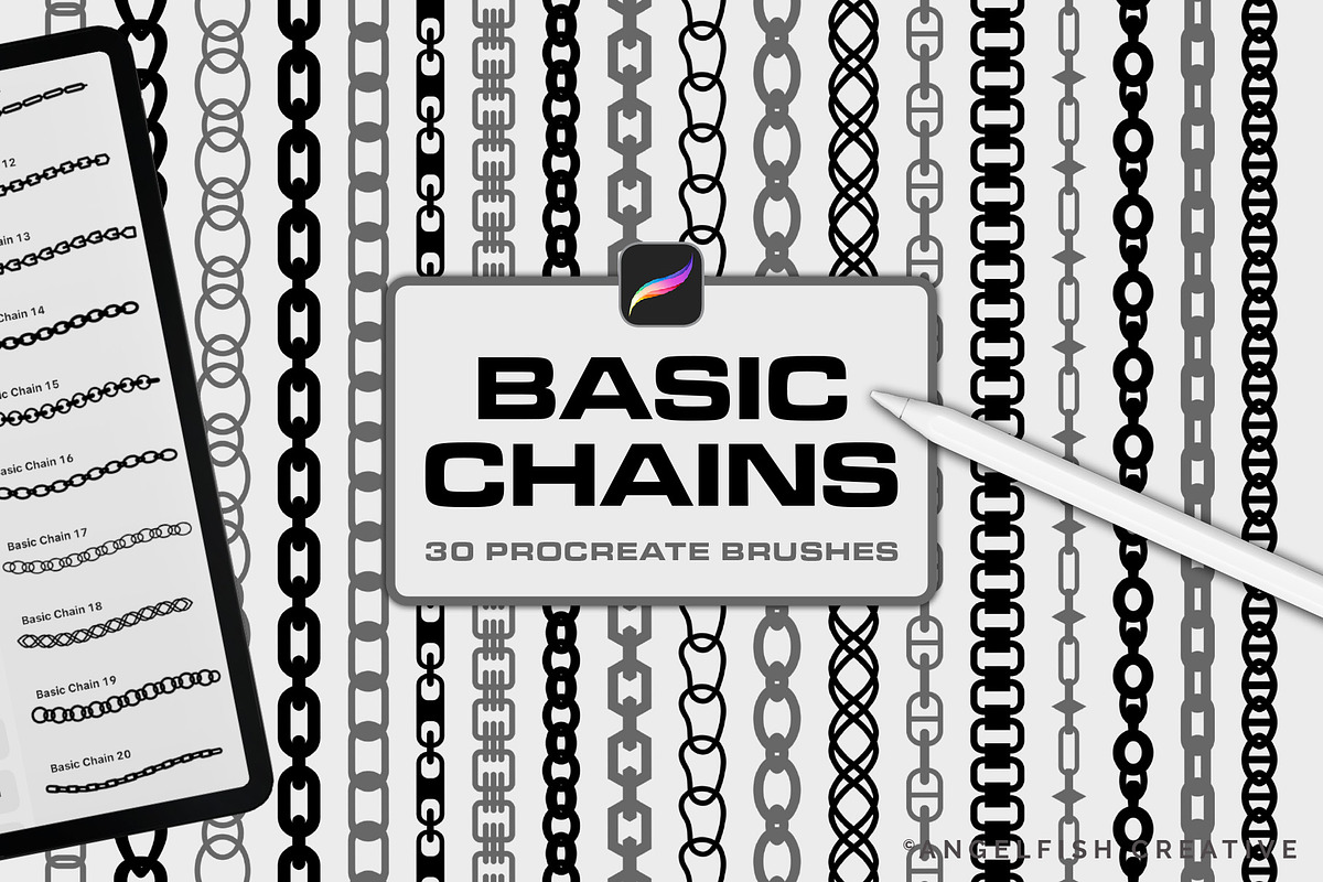 Basic Chains Brushes for Procreate, a Brush Add-On by AngelfishCreative (Photo 1 of 5)