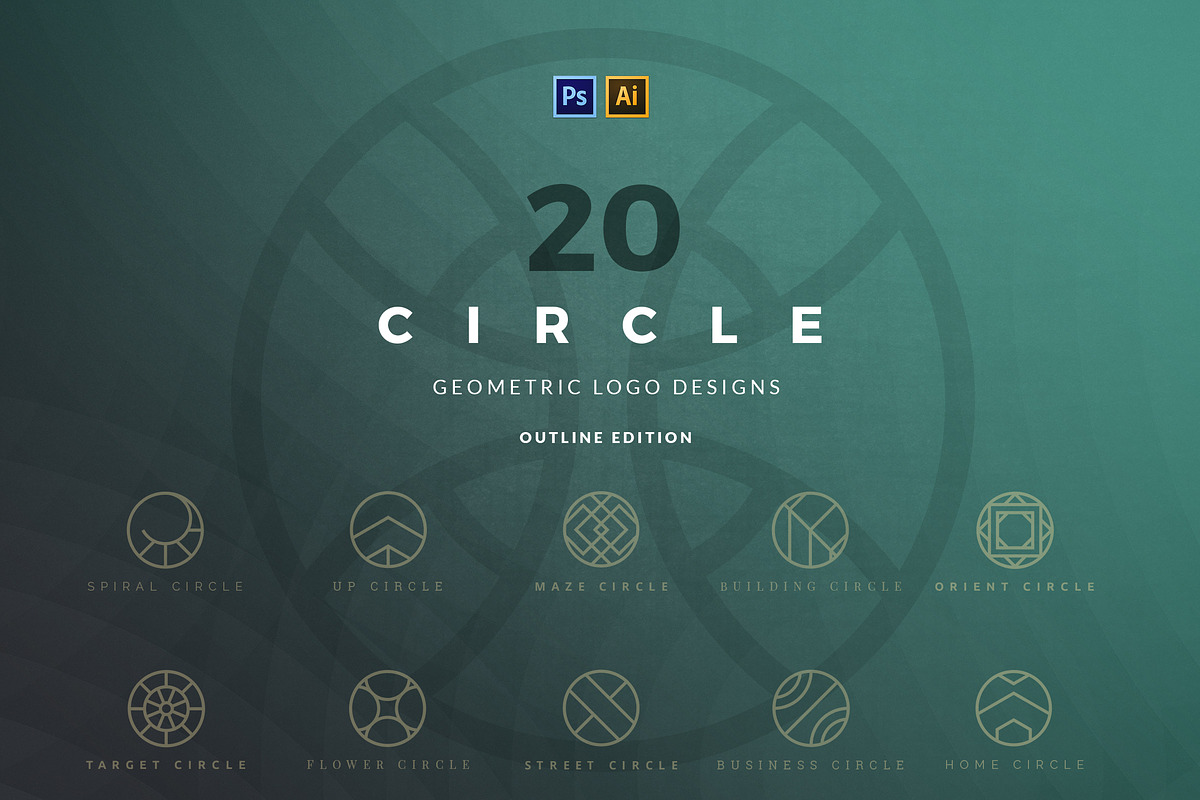 20 Circle geometric logos - outline, a Branding & Logo Template by VP Fonts (Photo 1 of 21)