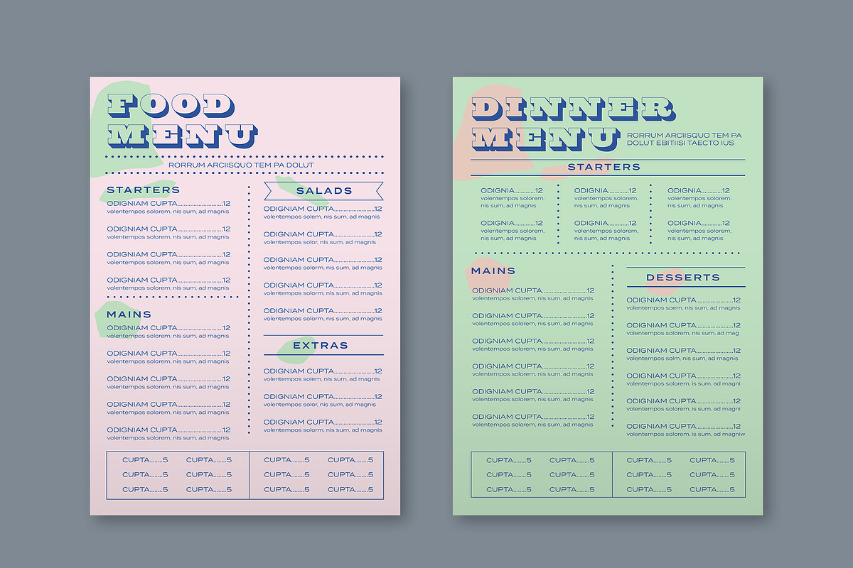 Food Menu Pink and Green Gradient, a Stationery Template by wavebreak