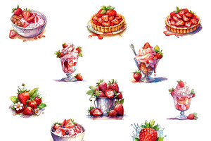 Watercolor Flavorful Strawberries