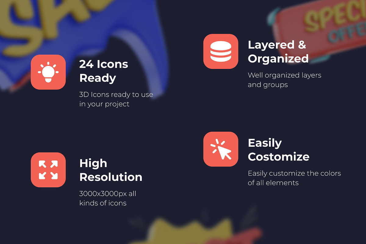 SALE! 3D Sticker Pack, a Templates & Theme by Dope Design (Photo 3 of 10)