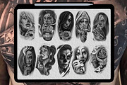 Procreate Chicano Tattoo stencil, a Brushes & More by Tattoo Worker Studio (Thumbnail 3 of 7)