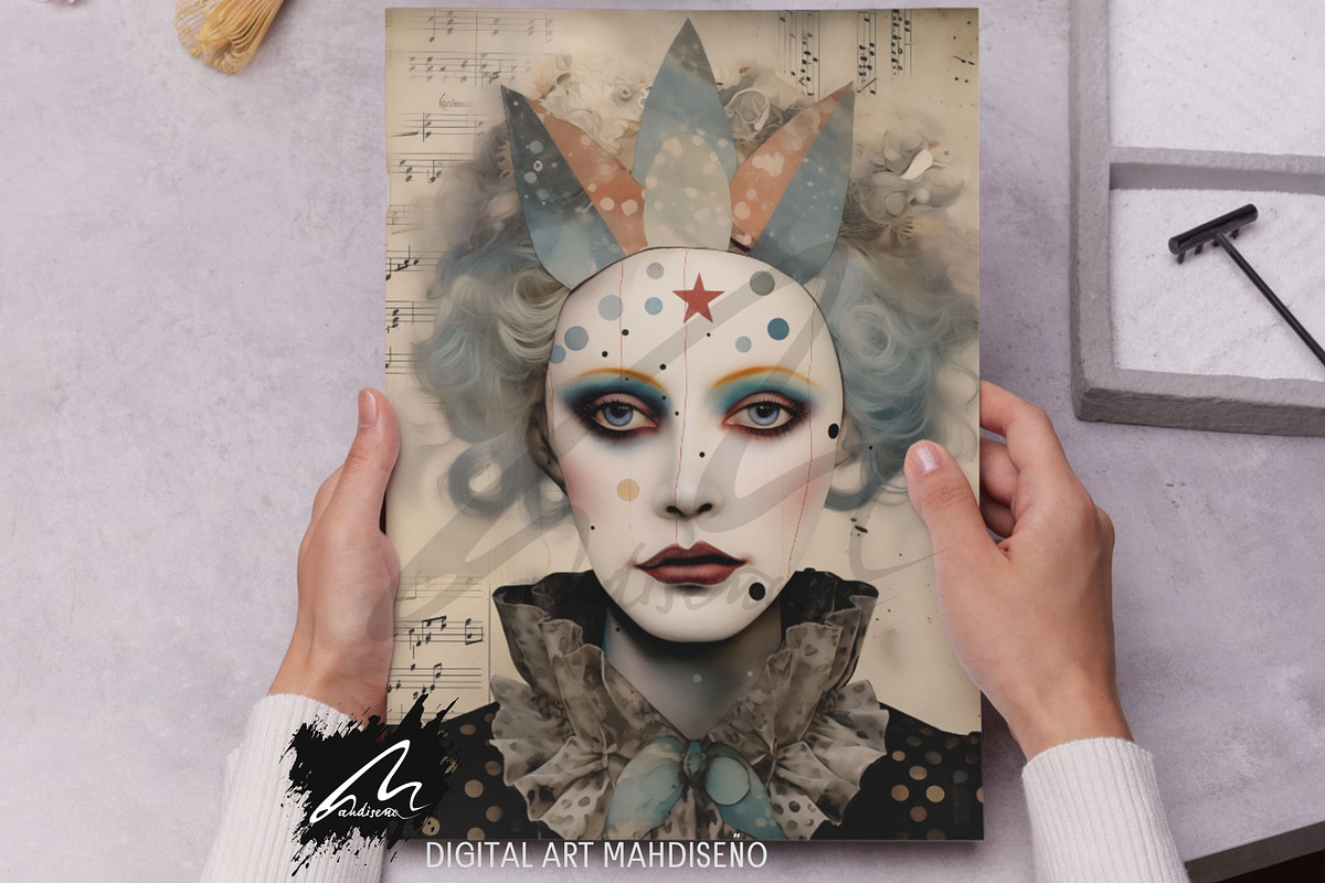 Whimsical Clown Junk Journal Pages, a Person Illustration by Digital Art Mahdiseño (Photo 7 of 10)