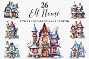 Christmas Santa Elf House Clipart, a Seasonal Illustration by Rabbit Heart (Thumbnail 1 of 10)