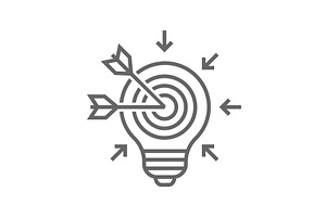 Bulb and target board icon with