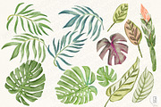 Watercolor tropical leaves flamingo, an Illustration by GrafikBoutique (Thumbnail 2 of 3)