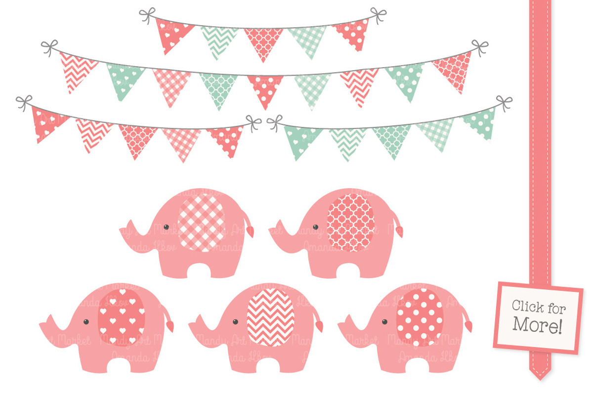 Mint and Coral Elephants, an Illustration by Amanda Ilkov (Photo 2 of 3)