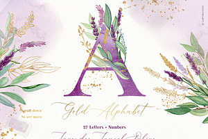 Lavender Watercolor Laurel Olive