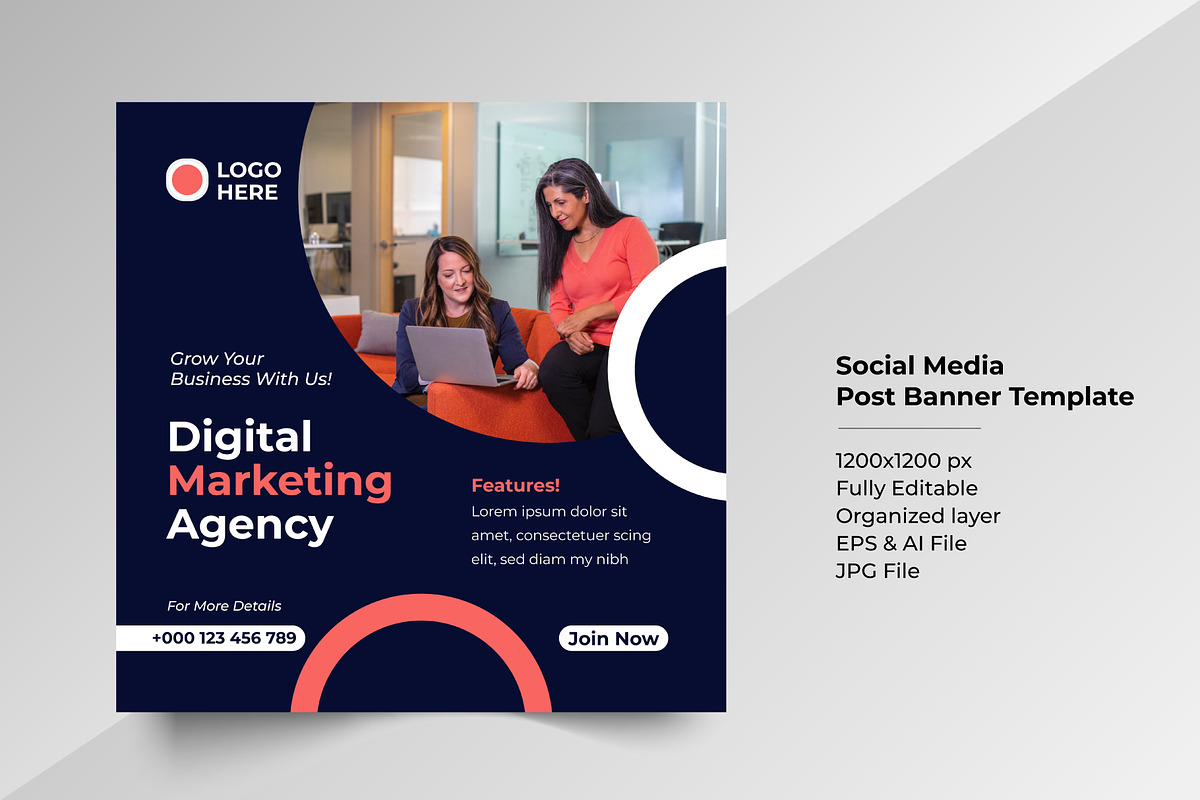 Social Media Marketing Post Banner, a Social Media Template by Tahnix Creative (Photo 3 of 3)