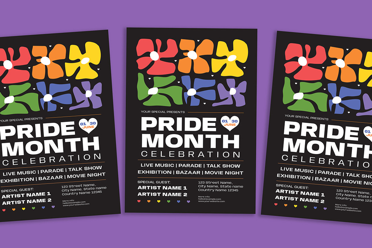Pride Month Celebration Flyer, a Flyer Template by Gumico Studio. (Photo 1 of 3)