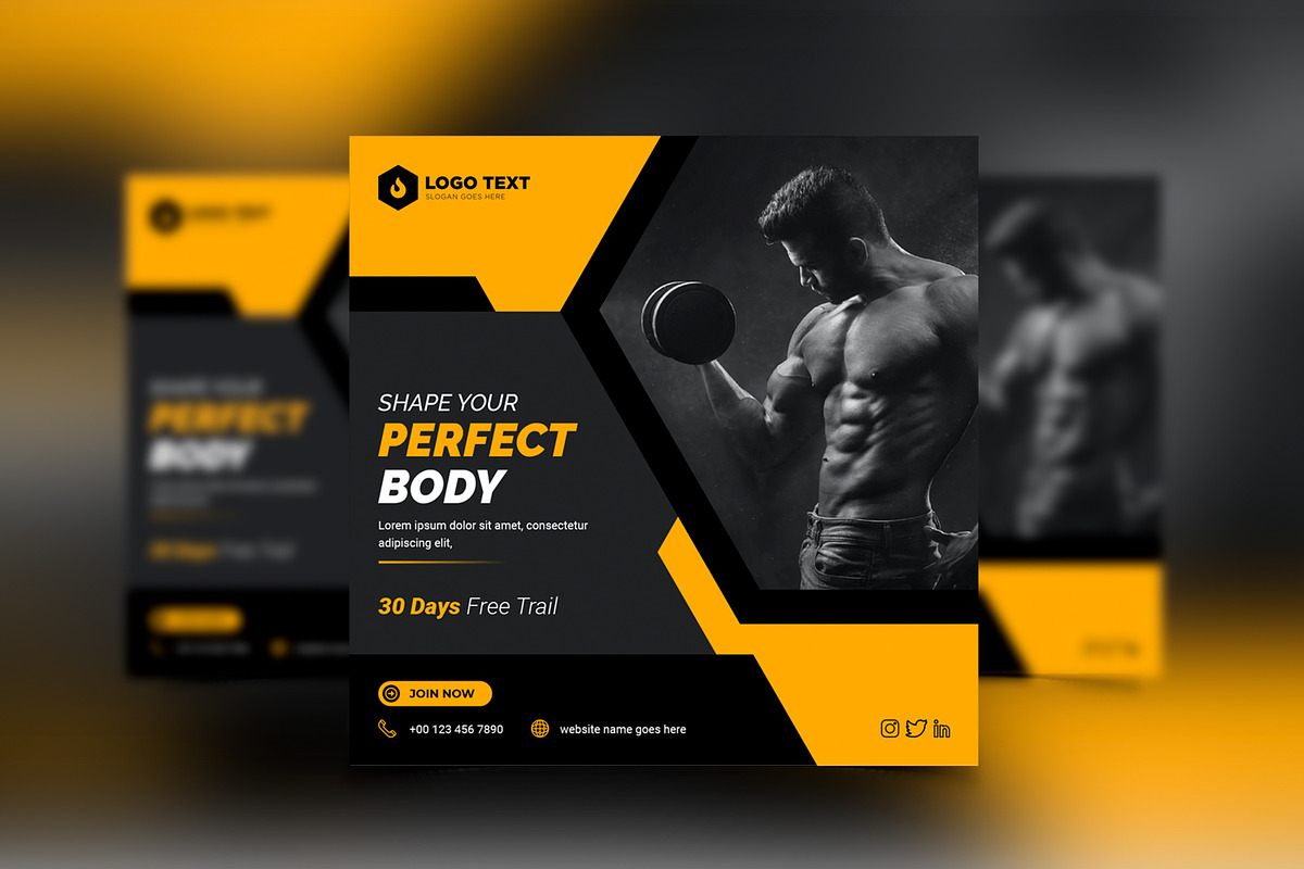 Gym Social Media Cover Post Template, a Social Media Template by zahidhossainalif (Photo 3 of 5)