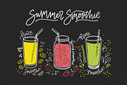 Smoothie drinks set + backgrounds, a Food Illustration by Good Studio (Thumbnail 3 of 25)