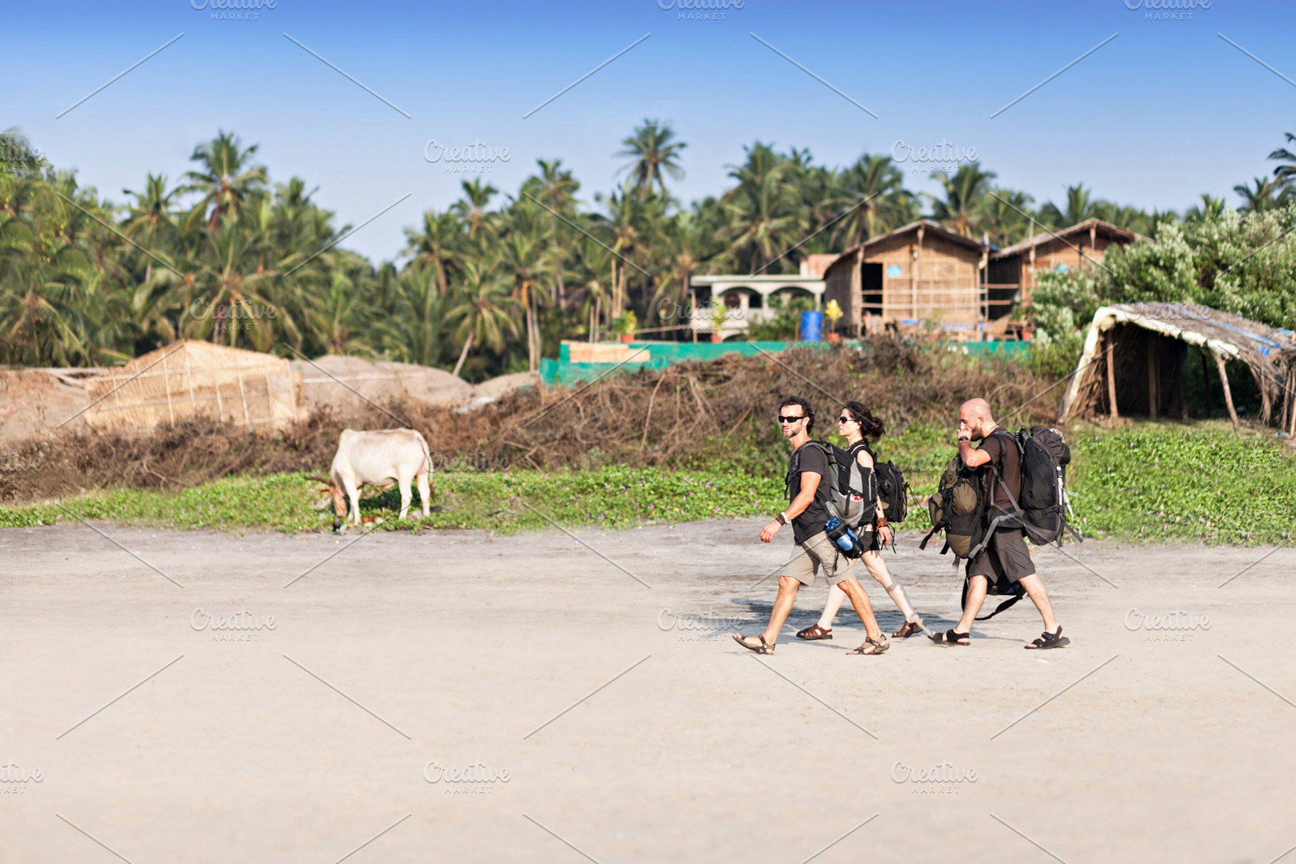 Backpackers walking, a Photo by saiko3p