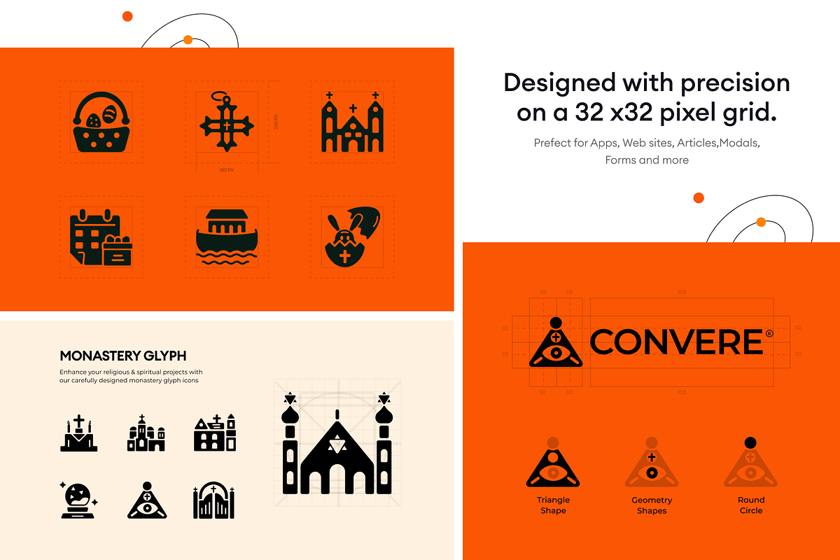 Monastery Glyph Icons, a Solid Icon by Prosymbols (Photo 3 of 6)