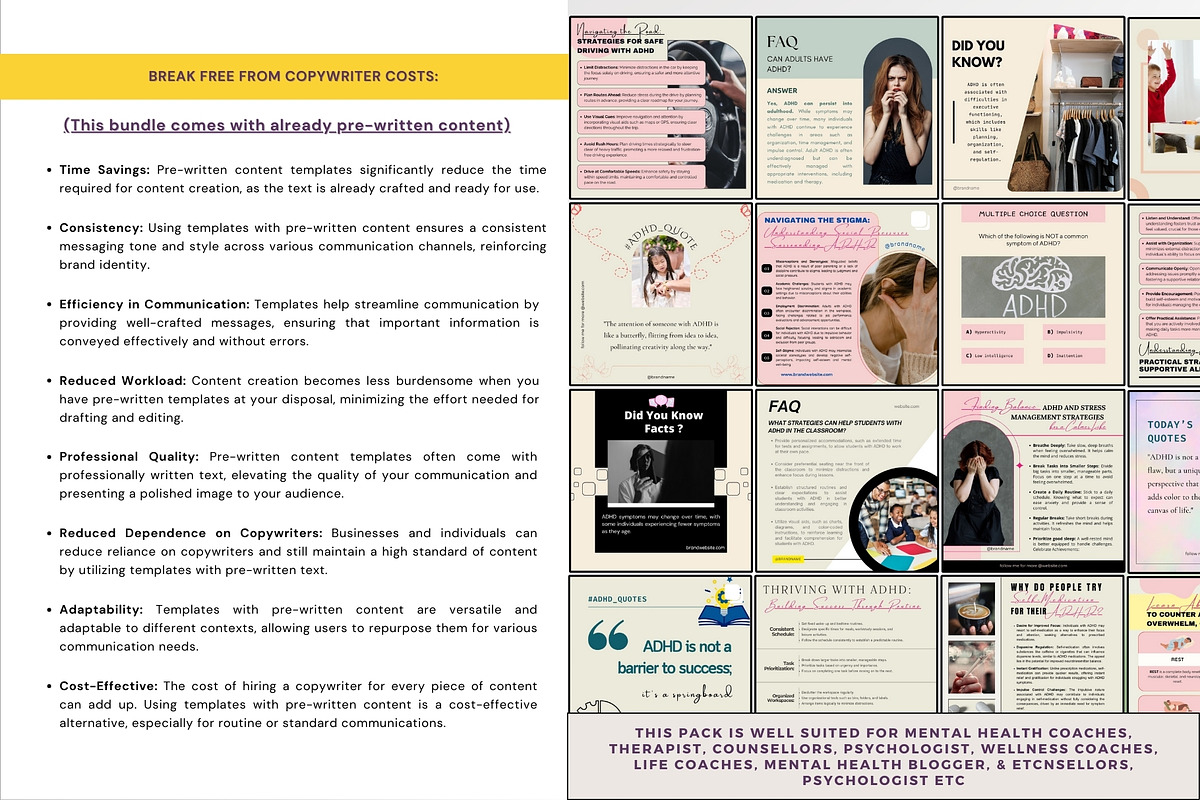 140 ADHD Awareness Canva Templates, a Social Media Template by Digital Template Cart (Photo 4 of 7)