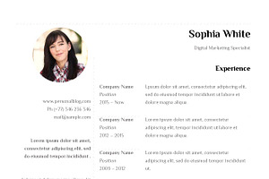 White Resume / CV Template MS Word