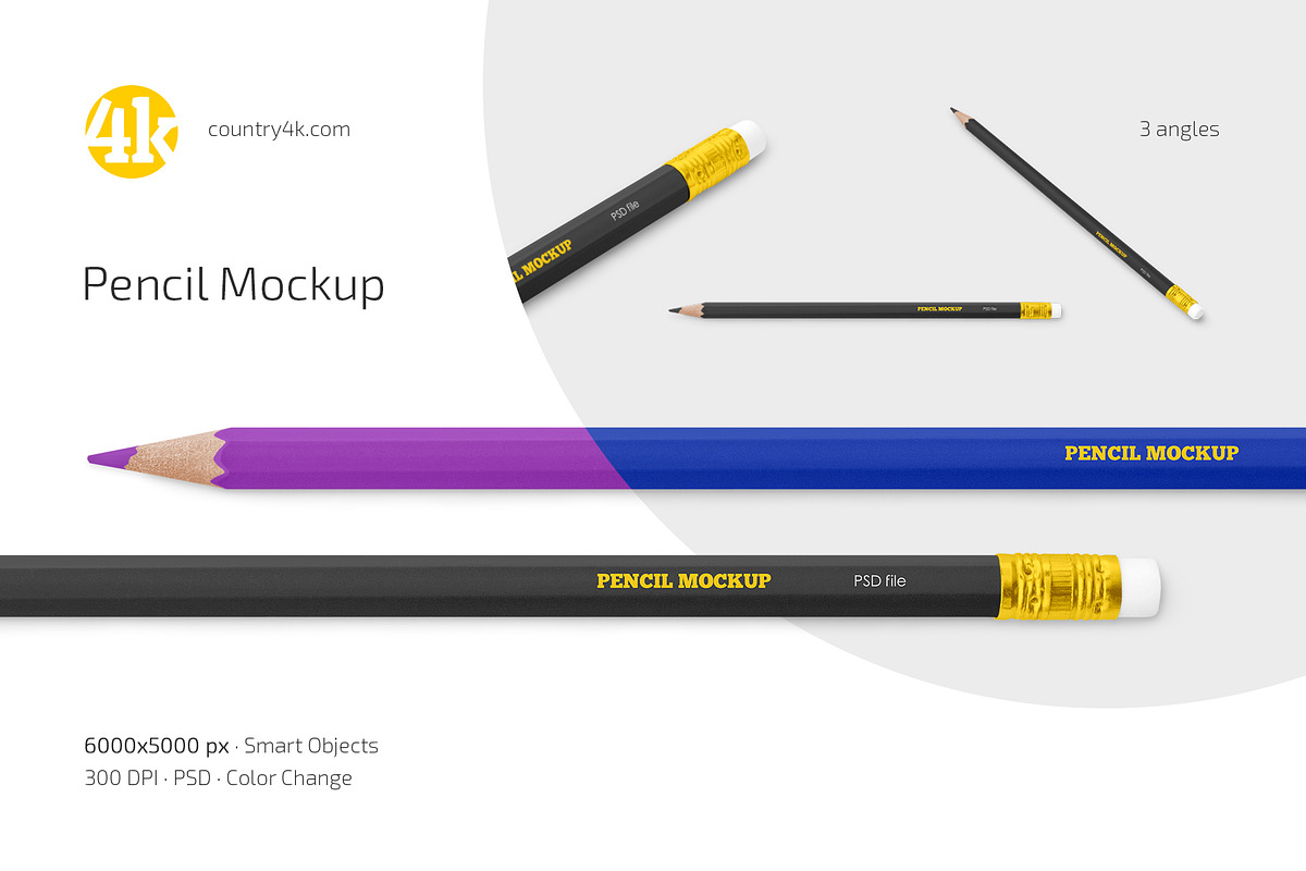 Pencil Mockup Set, a Pens & Pencil Mockup by Country4k (Photo 1 of 4)