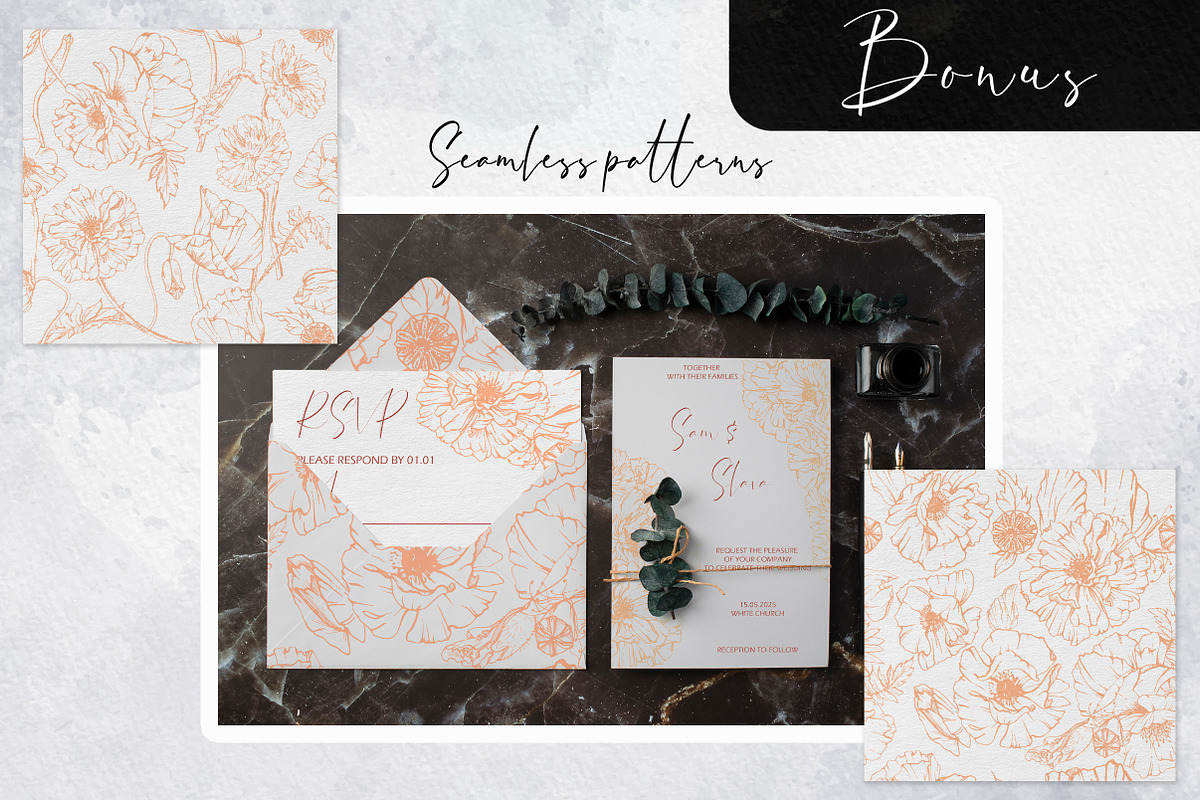 Peach fuzz wedding: Passionate poppy, a Stationery Template by MsFlaffy (Photo 8 of 8)