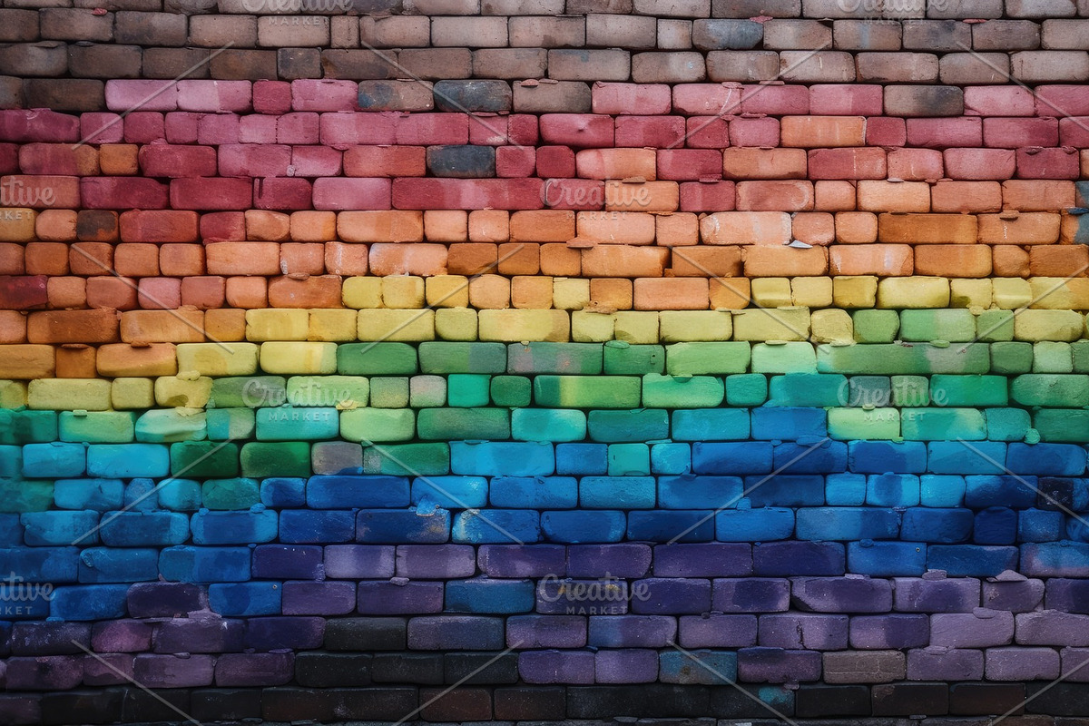 rainbow brick wall background , Generative AI, a Texture Illustration by WindWalker
