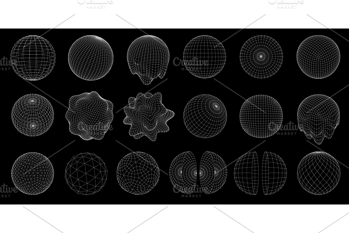 Wireframe 3D sphere mesh grid, a Technology Illustration by winwin.art