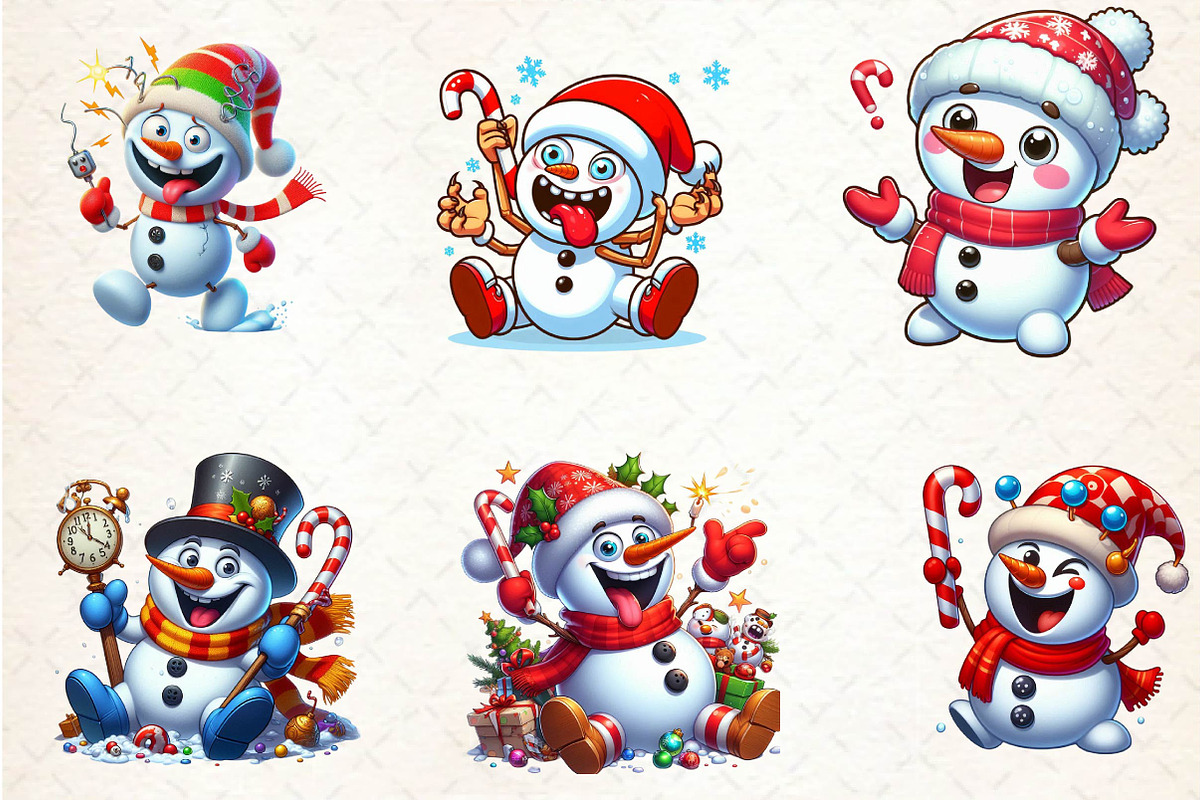 Watercolor funny Christmas Snowman C, an Illustration by CreationArt (Photo 4 of 5)