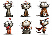 Whimsical Cats Valentine Clipart, an Illustration by Daily.Designs (Thumbnail 8 of 8)