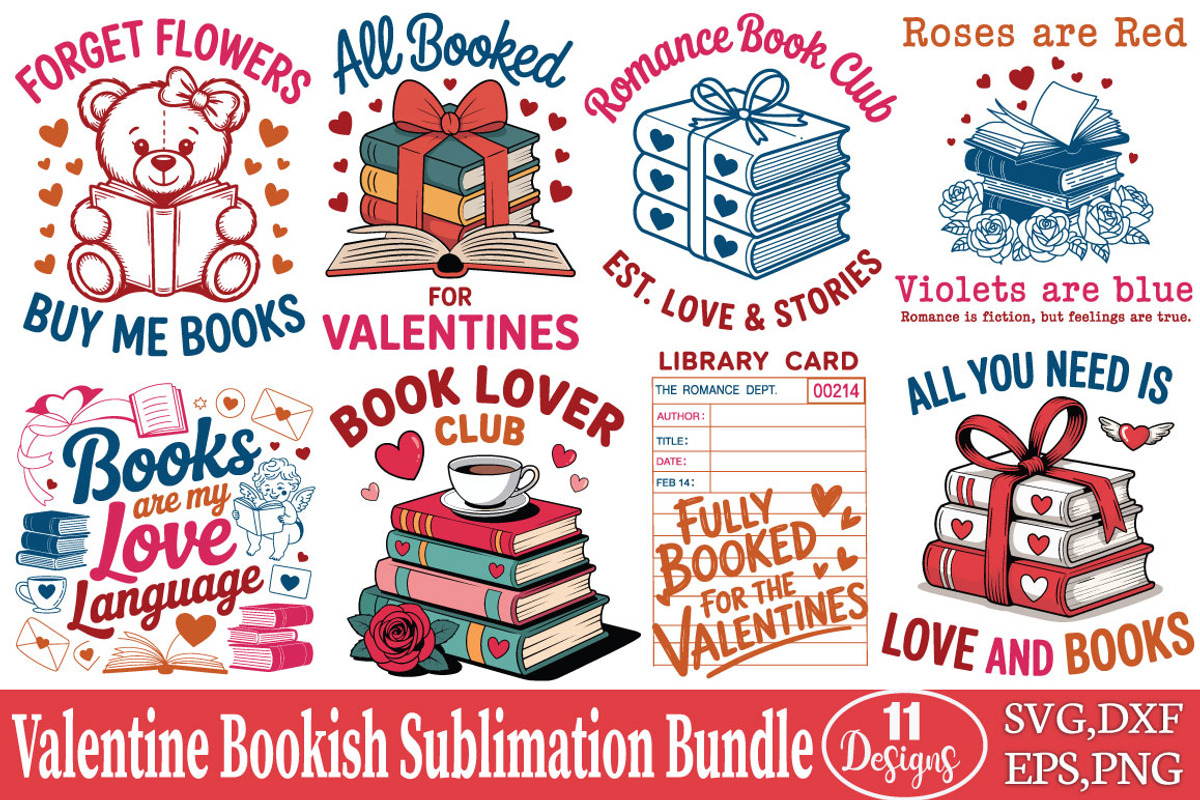 Valentine Bookish Hand-Drawn Svg Bun, an Object Graphic by DollarSmart (Photo 1 of 4)