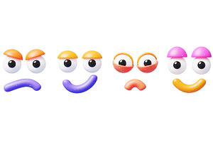 3D cartoon faces with expressive, a Characters & Person 3D Model by Marozhkastudio