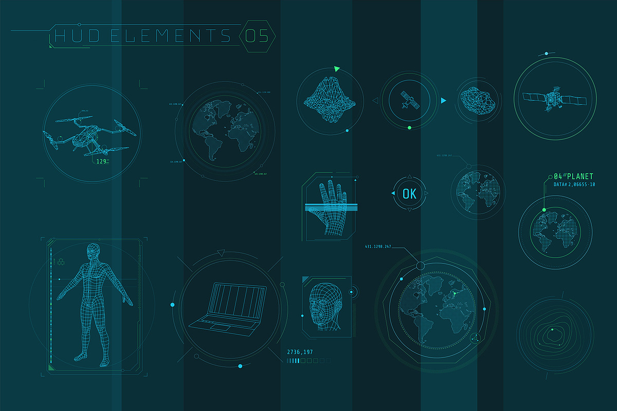 HUD Pro Infographic Elements, an Object Graphic by ConceptCafe (Photo 25 of 30)
