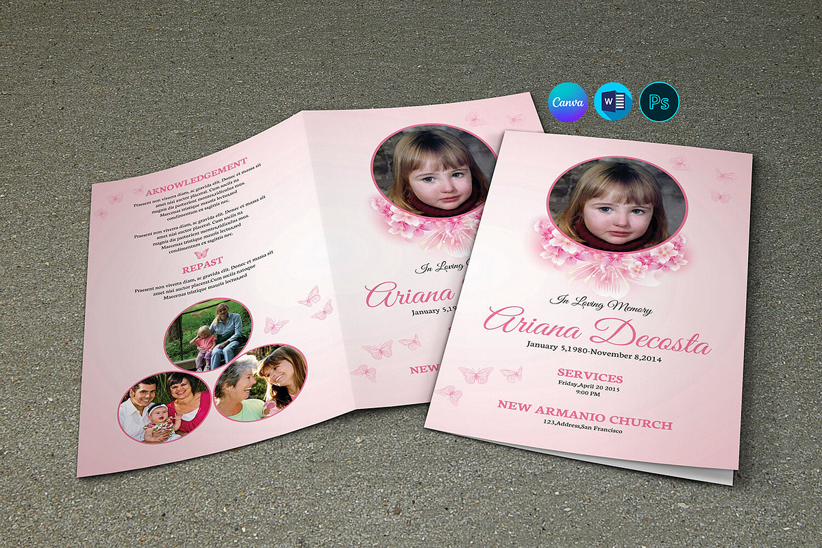 Child Funeral Program Template-V238