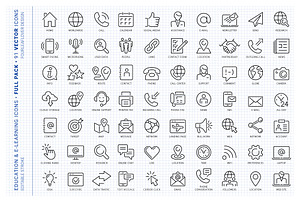 Contact Us Outline Vector Icon Set