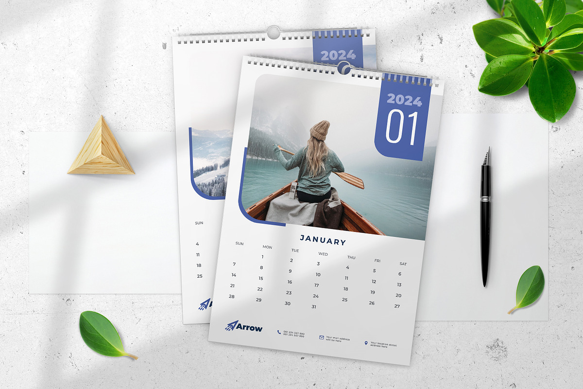 Wall Calendar 2024, a Print Template by Uiparvin (Photo 3 of 3)