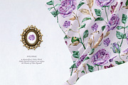 Purple Roses - Watercolour Clipart, a Decorative Illustration by Aquarellina (Thumbnail 2 of 14)