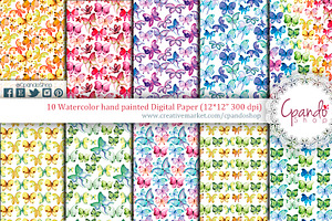 Butterfly Watercolor Digital Paper