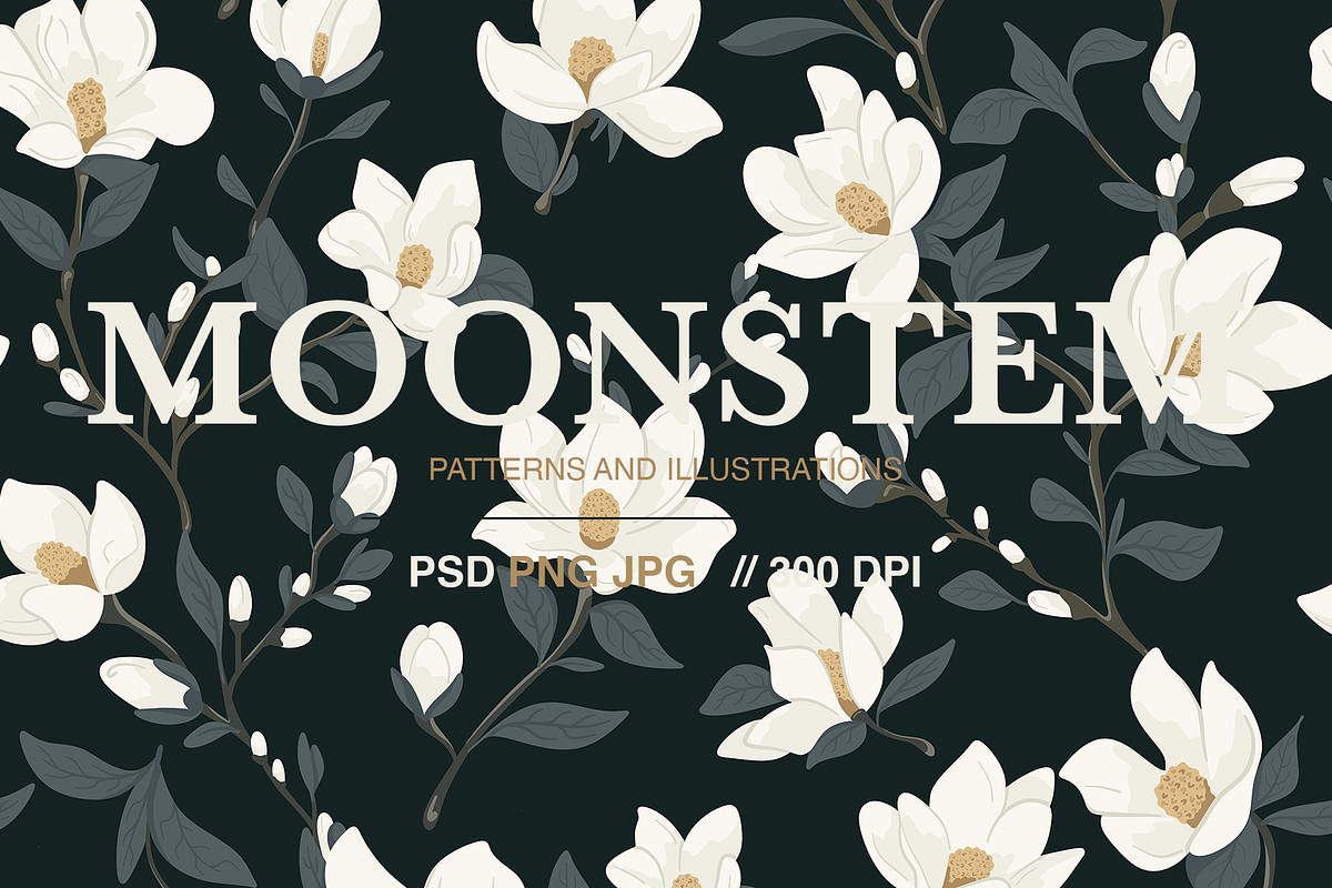 Moonstem — Seamless Floral Pattern, a Pattern Graphic by Mariia Kovalchuk (Photo 1 of 10)