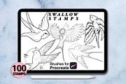 100 procreate swallow stamps, a Brush Add-On by Arts For Peace (Thumbnail 7 of 9)