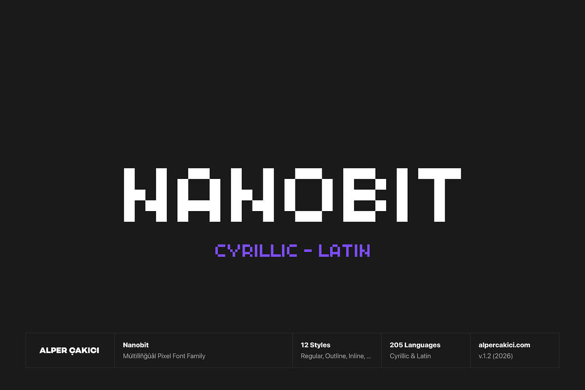 Nanobit - Pixel Typeface, a Sans Serif Font by alpercakici (Photo 1 of 15)
