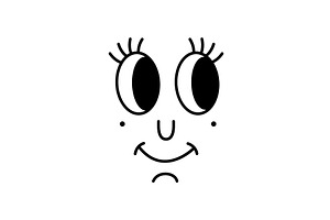 Cute cartoon face with big oval eyes, an Object Illustration by GraphiShop
